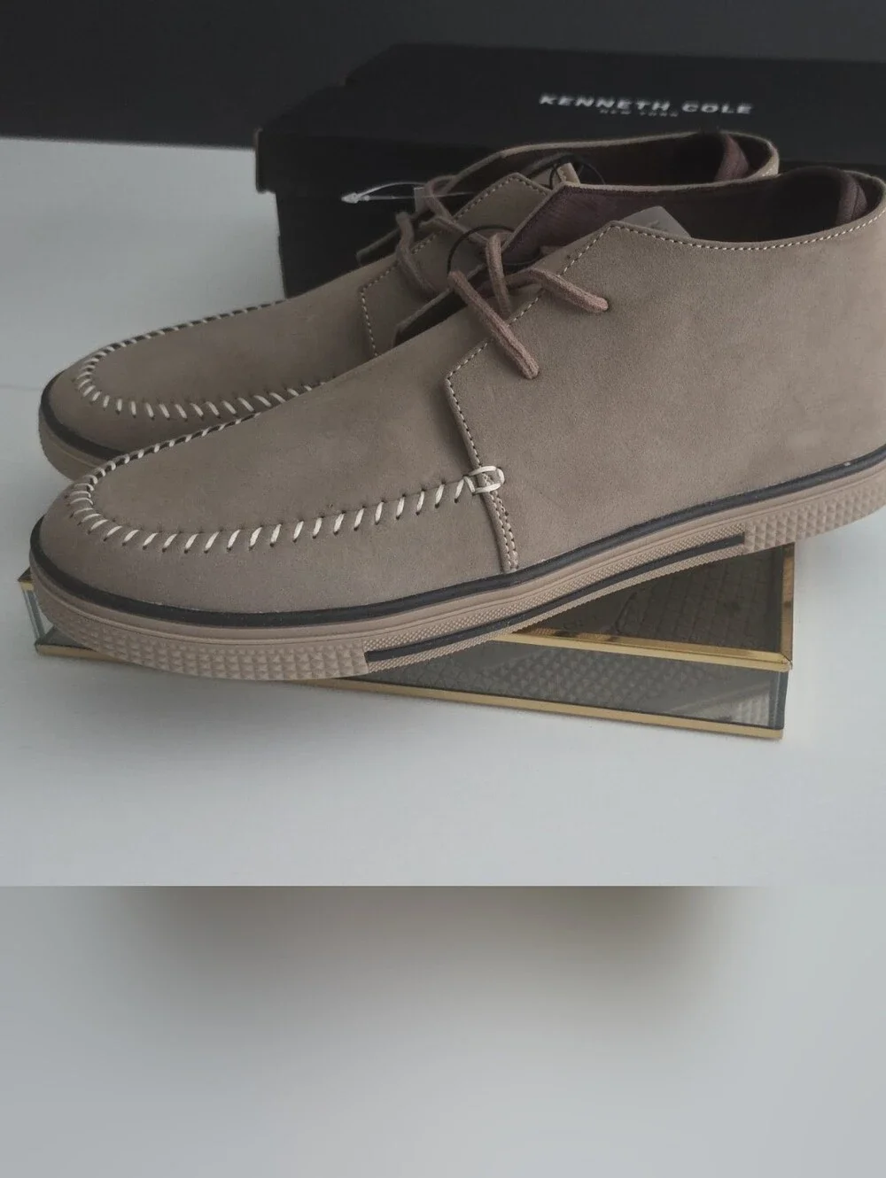 Kenneth Cole Men's Taupe Suede Chukka Moc Toe Boots
